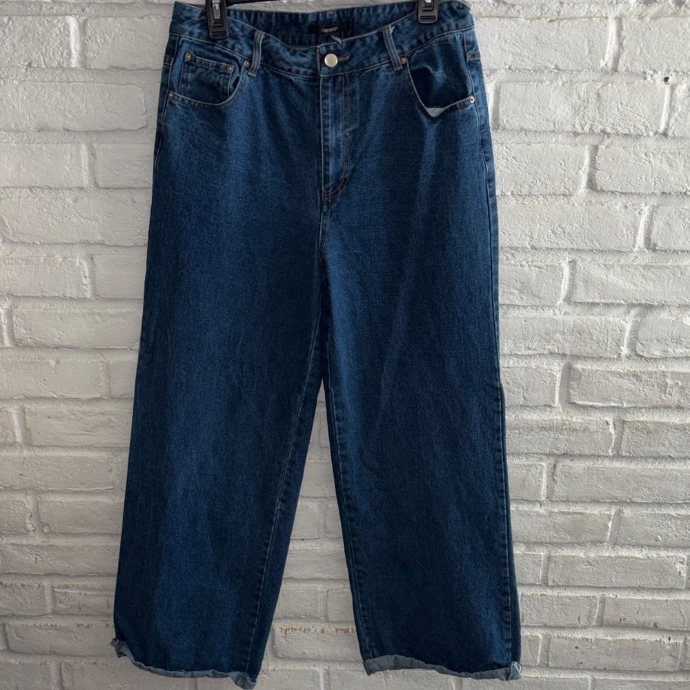 NWOT Forever 21 Dark Blue Wide-Leg Jeans Size L